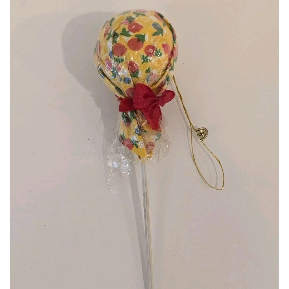 Lot of 3 Vtg Christmas Candy Ornament Decorations Lollipops Peppermint Floral
